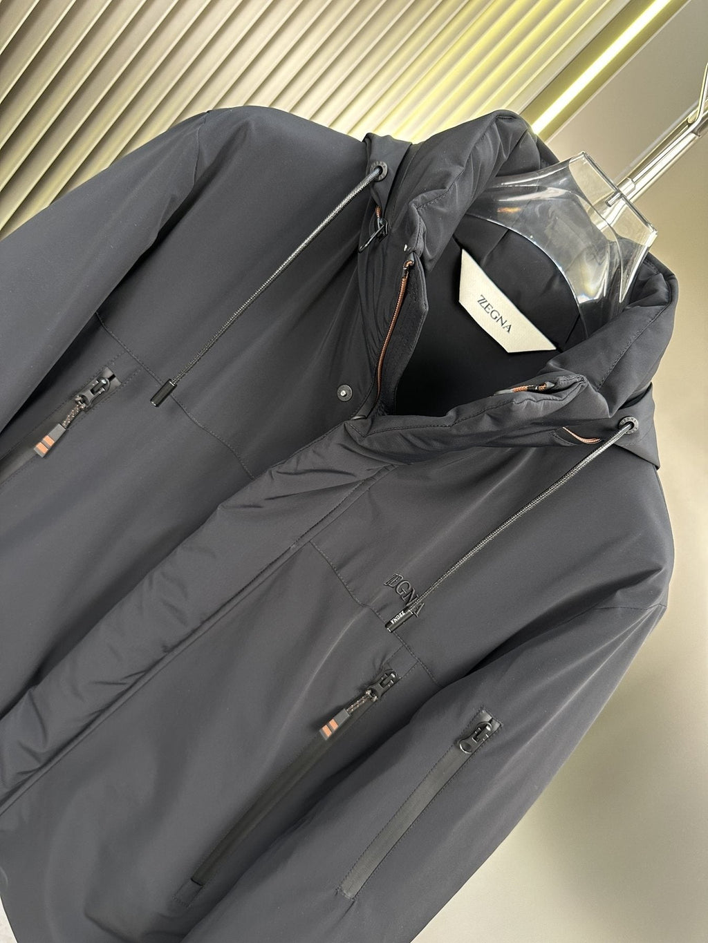 Zegna Hooded Zip-Front Puffer Coat — neck_label