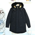 Moose Knuckles Men's Black Fur-Trim Hood Long Parka — hero