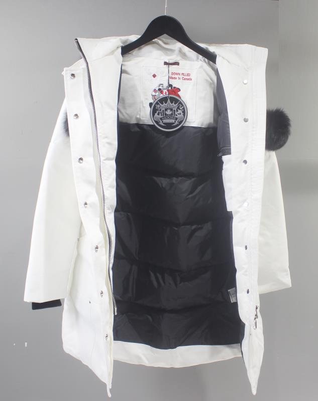 Moose Knuckles Women's Long Hooded Puffer Jacket — detail
