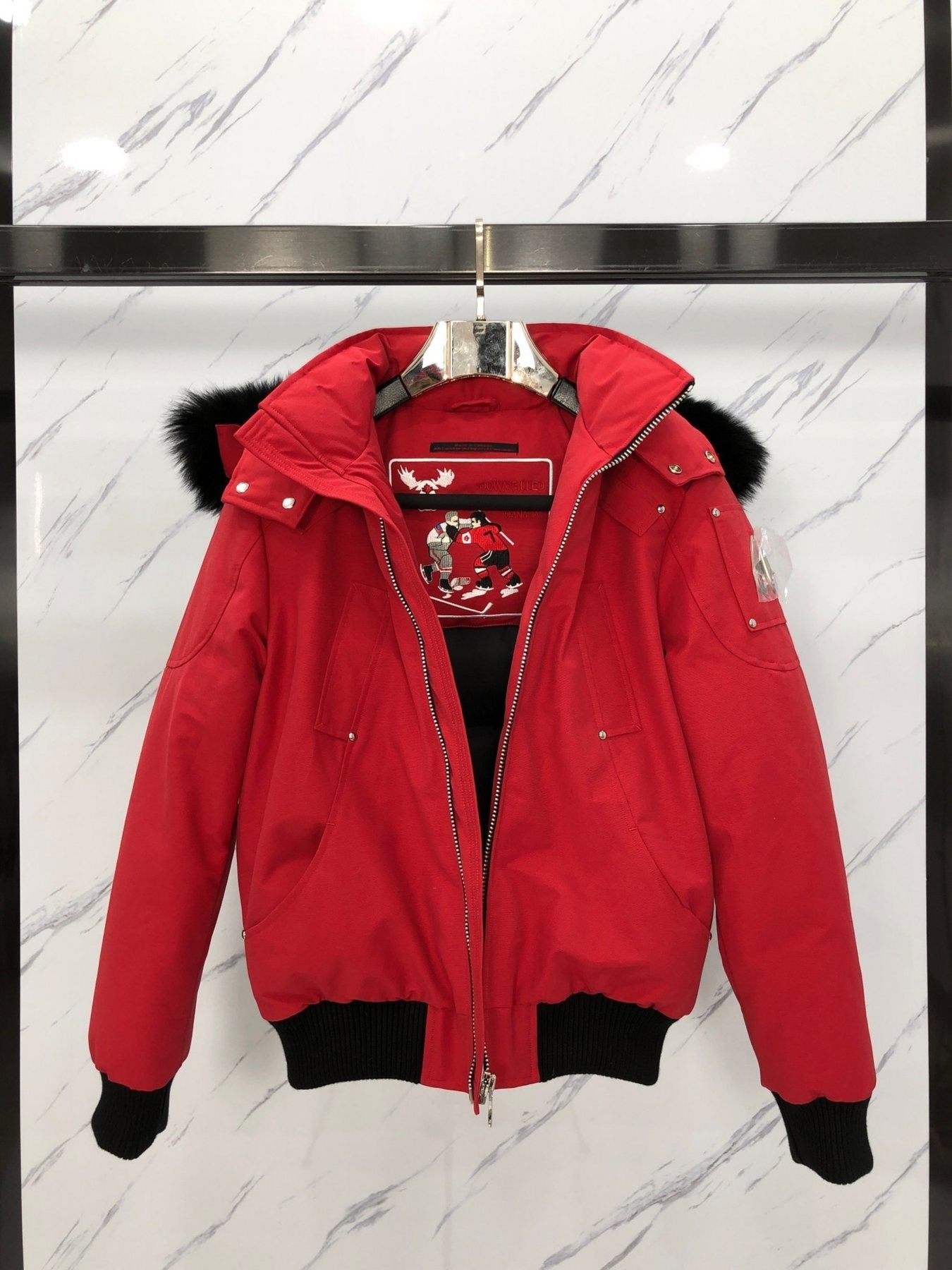 Moose Knuckles Fur-Trim Hooded Puffer Jacket — detail