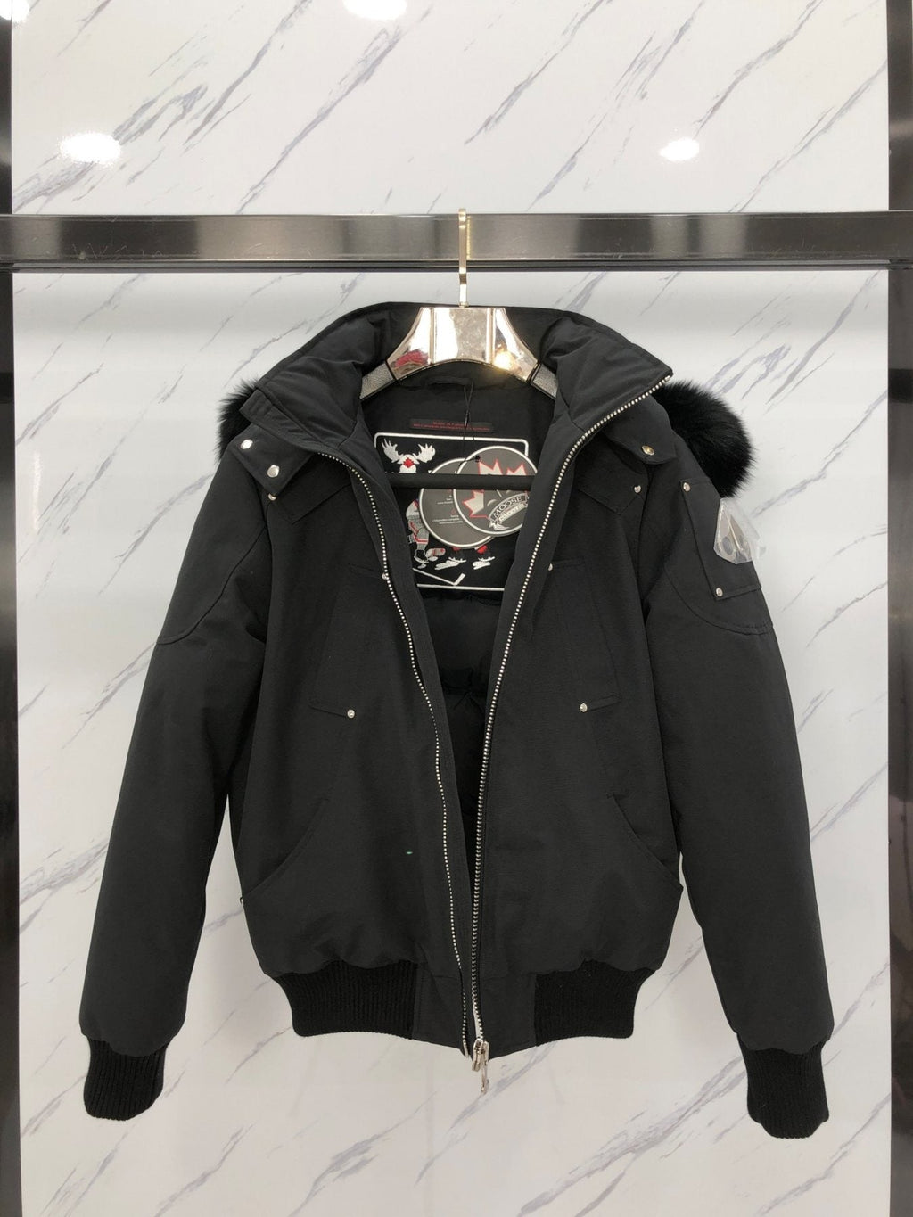 Moose Knuckles Fur-Trim Hooded Puffer Jacket — detail