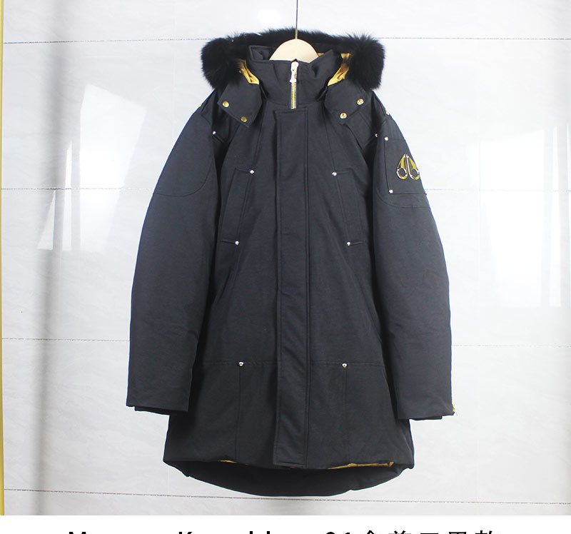 Moose Knuckles Black Fur-Trim Hood Gold-Lined Parka — hero
