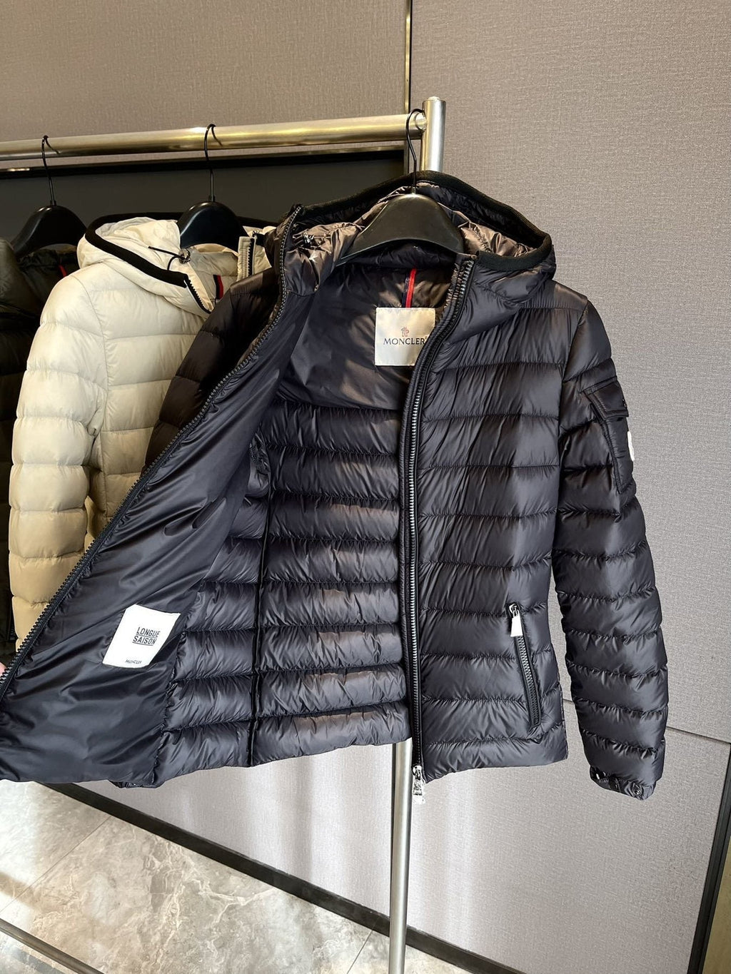 Moncler Hooded Quilted Puffer Coat — detail