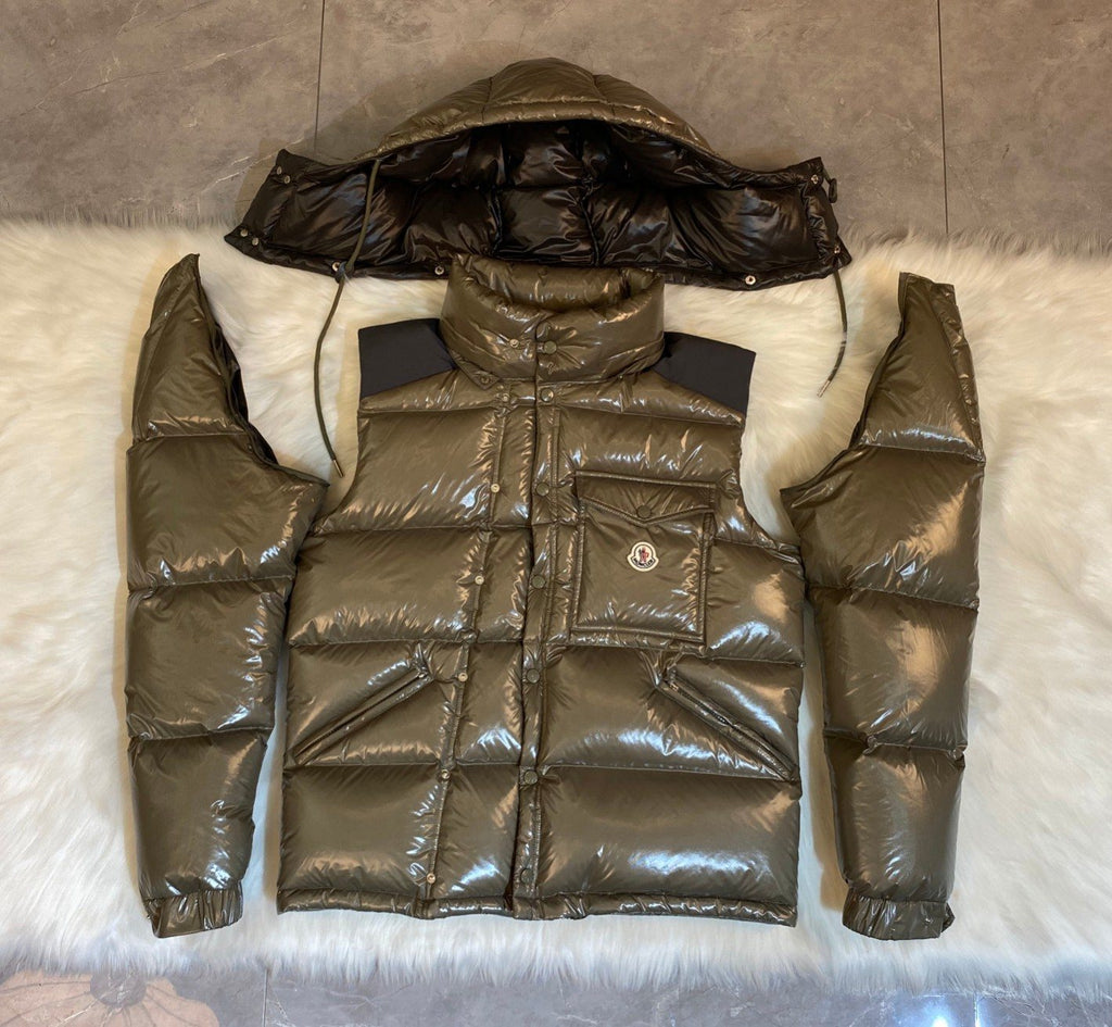 Moncler Glossy Convertible Puffer Coat — detail