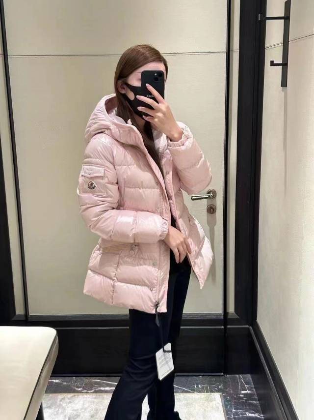 Moncler Women's Hooded Glossy Puffer Coat — context