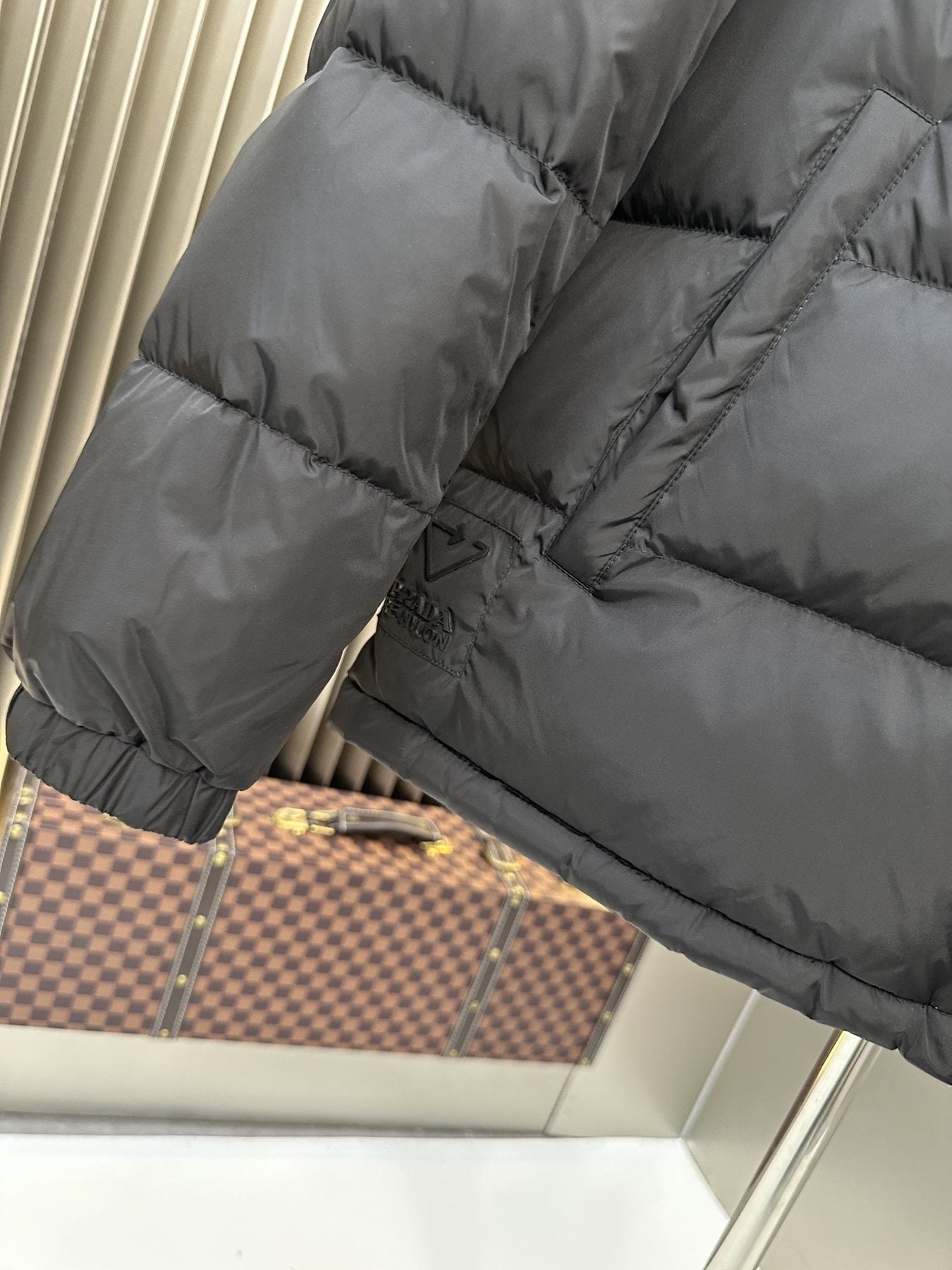 Prada Quilted Stand Collar Puffer Jacket — detail