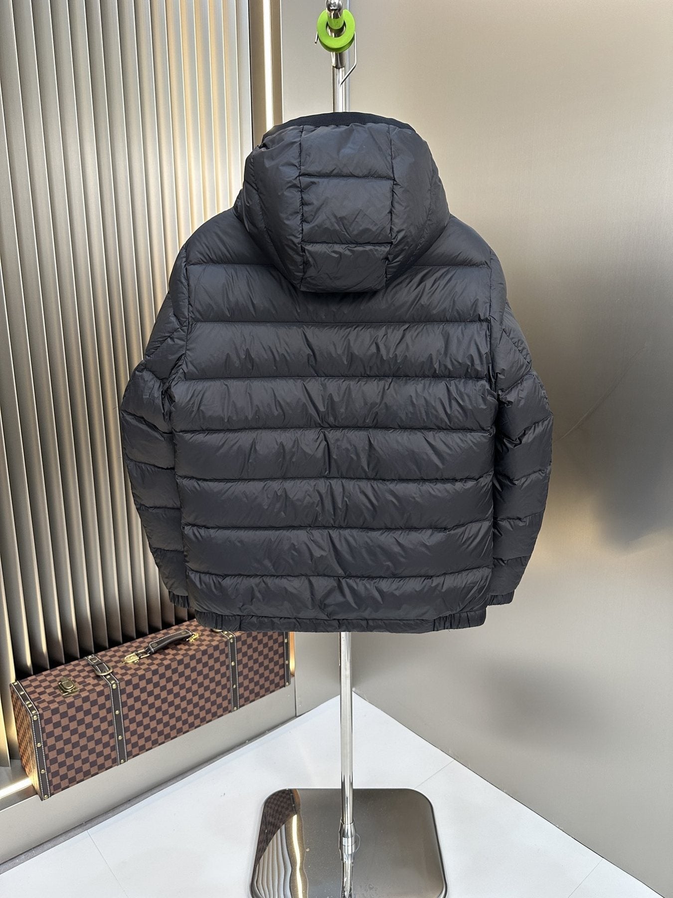 Prada Black Hooded Puffer Jacket — back