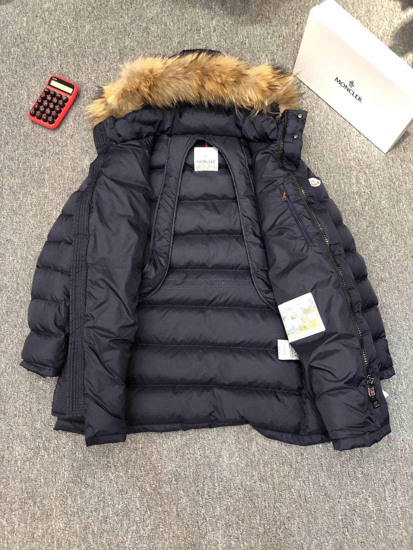 Moncler Hooded Fur-Trim Puffer Coat — hang_tag