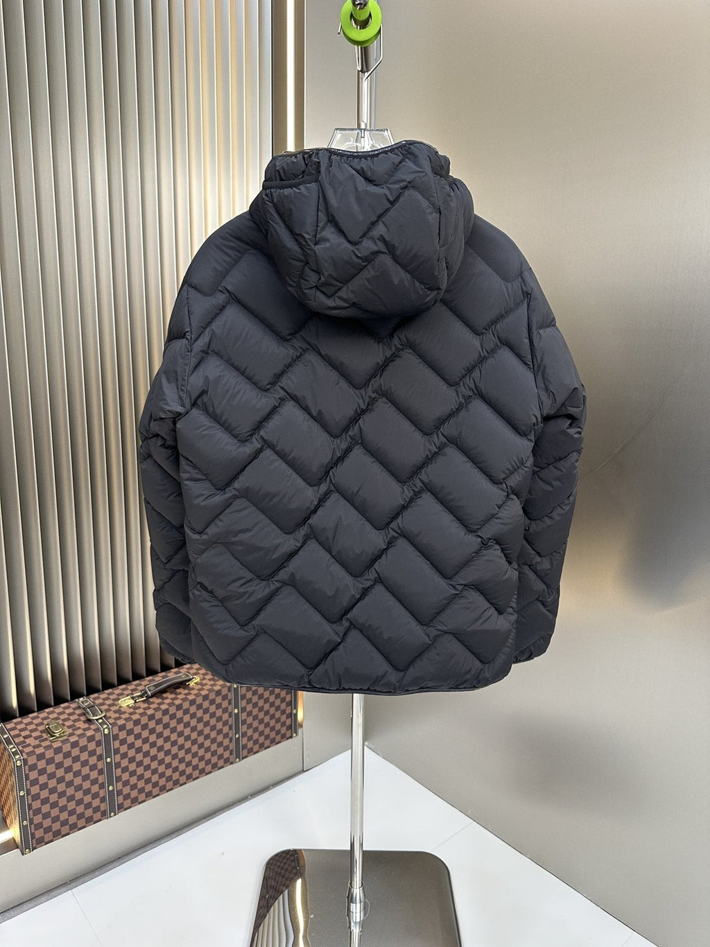 Moncler Chevron-Quilted Hooded Puffer Coat — back