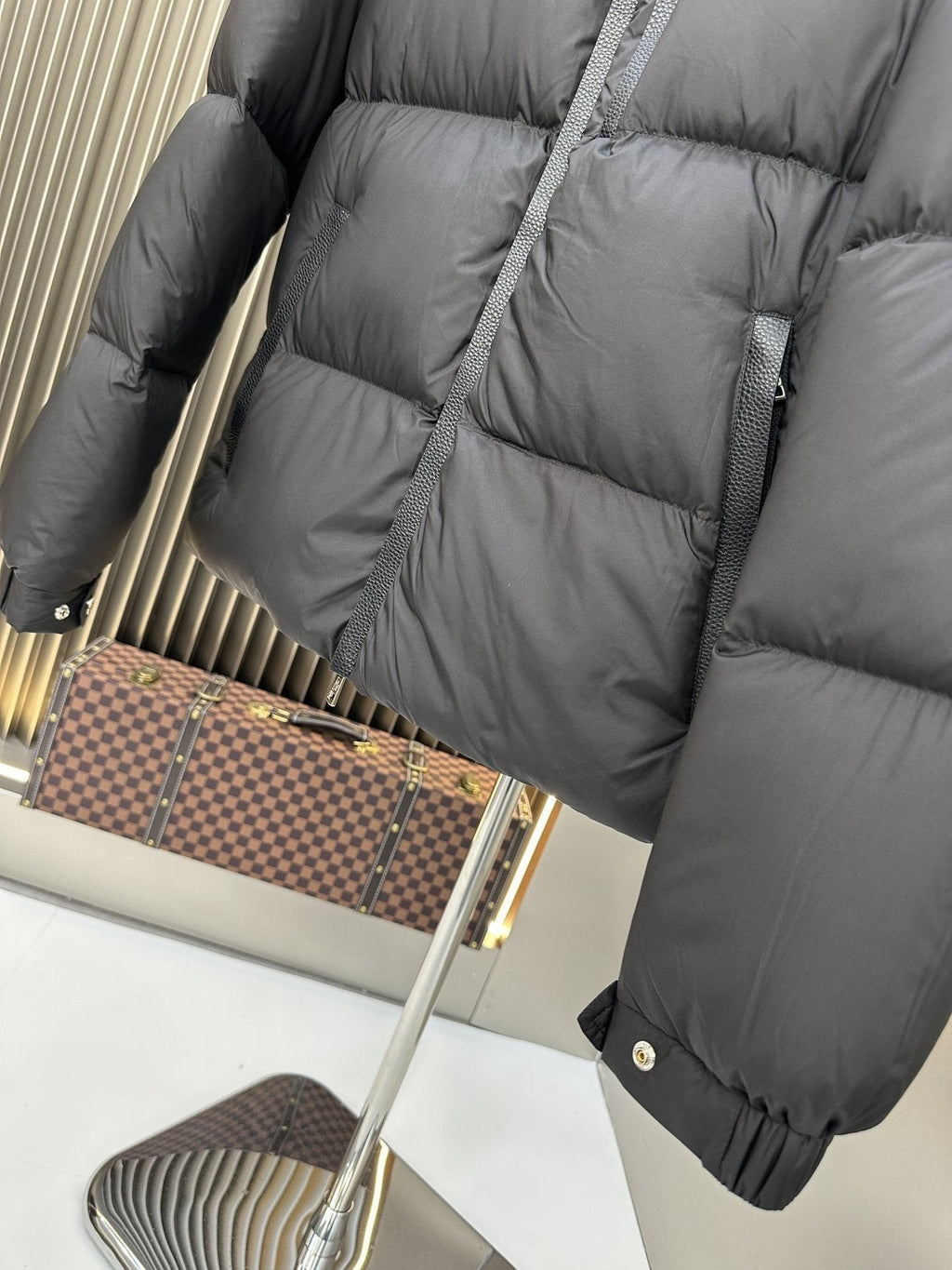 Moncler Quilted Stand-Collar Puffer Coat — detail