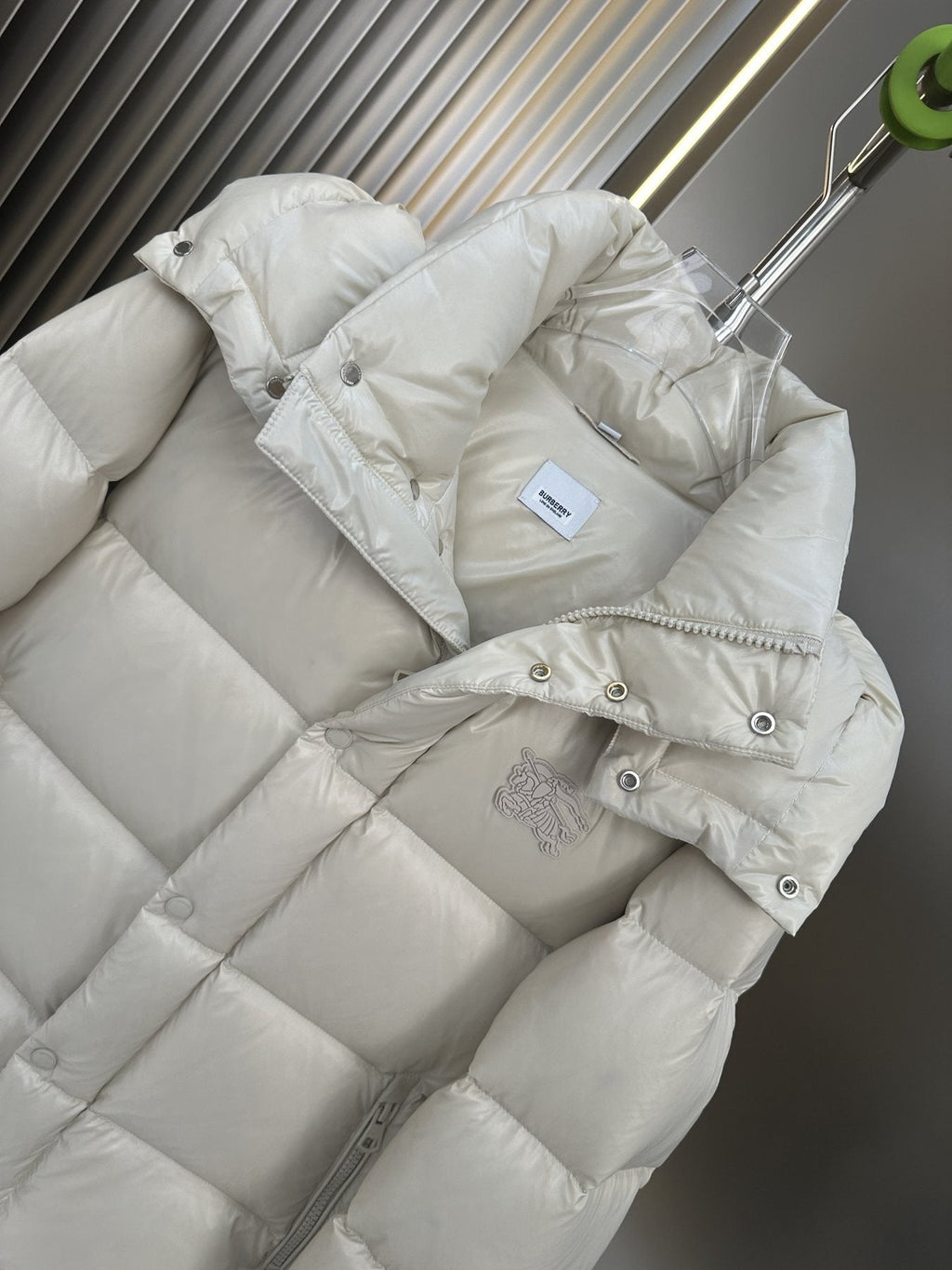 Burberry Hooded Equestrian Knight Puffer Jacket — detail