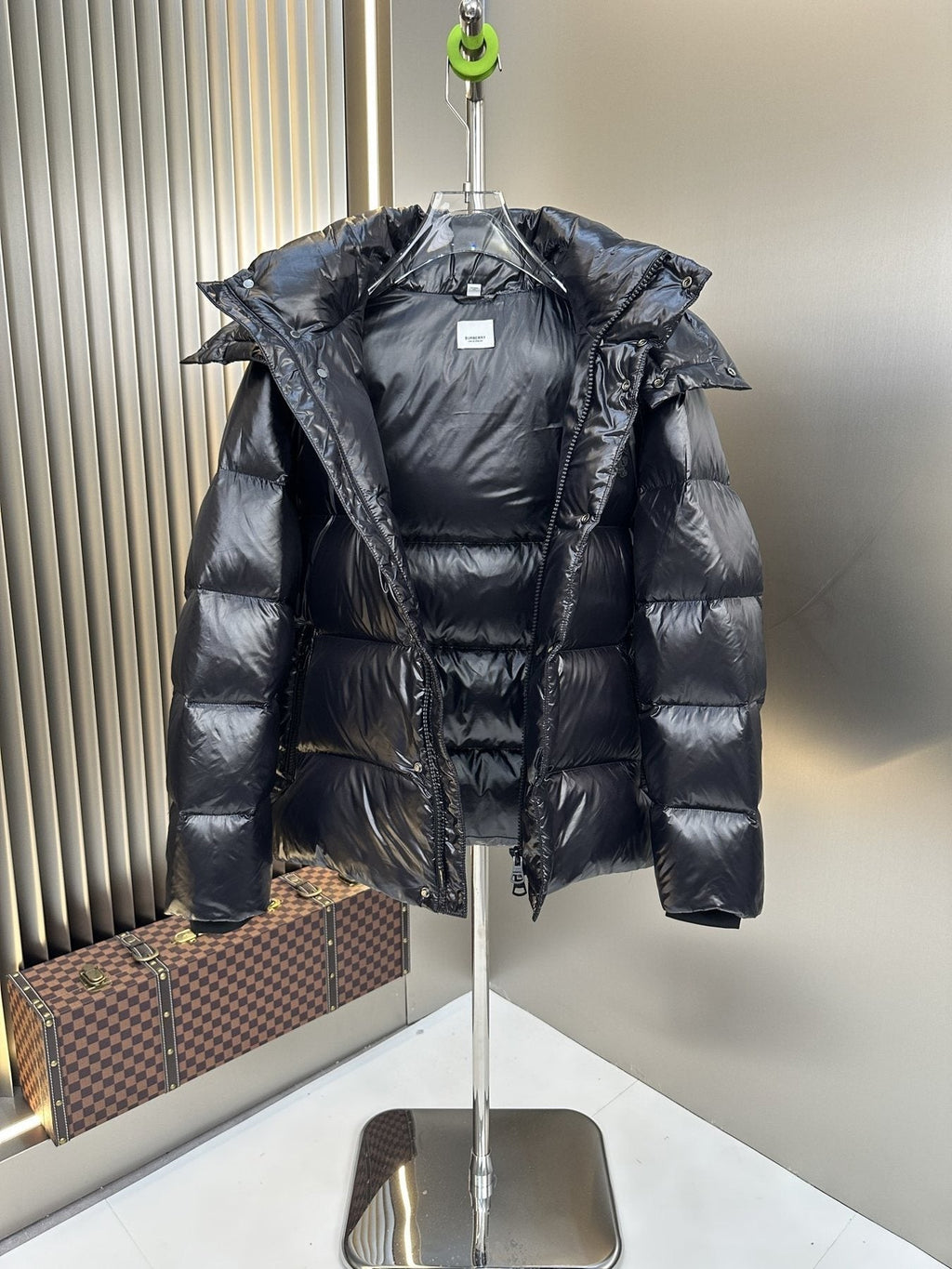 Burberry Hooded Equestrian Knight Puffer Jacket — detail