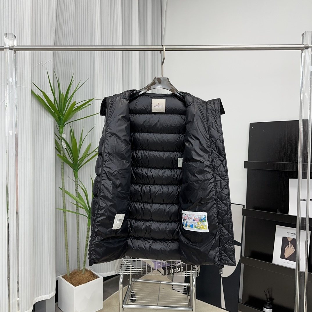 Moncler Women's Hooded Quilted Long Down Coat — detail