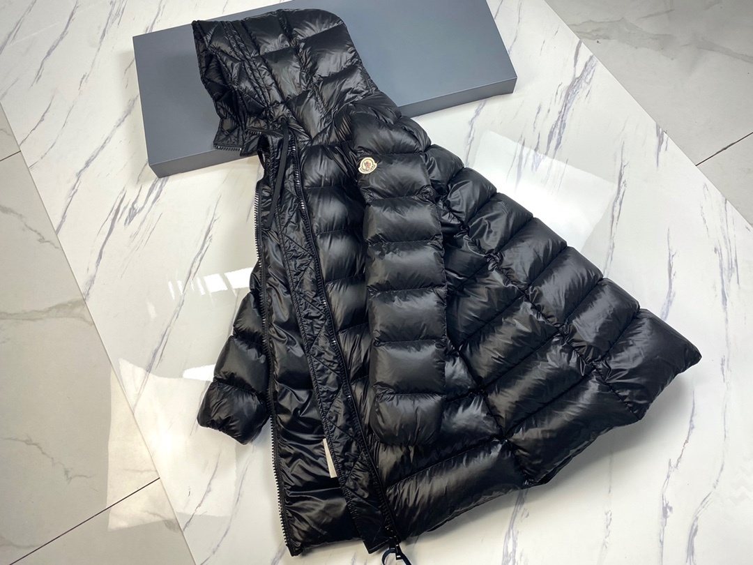 Moncler Women's Hooded Quilted Long Down Coat — detail