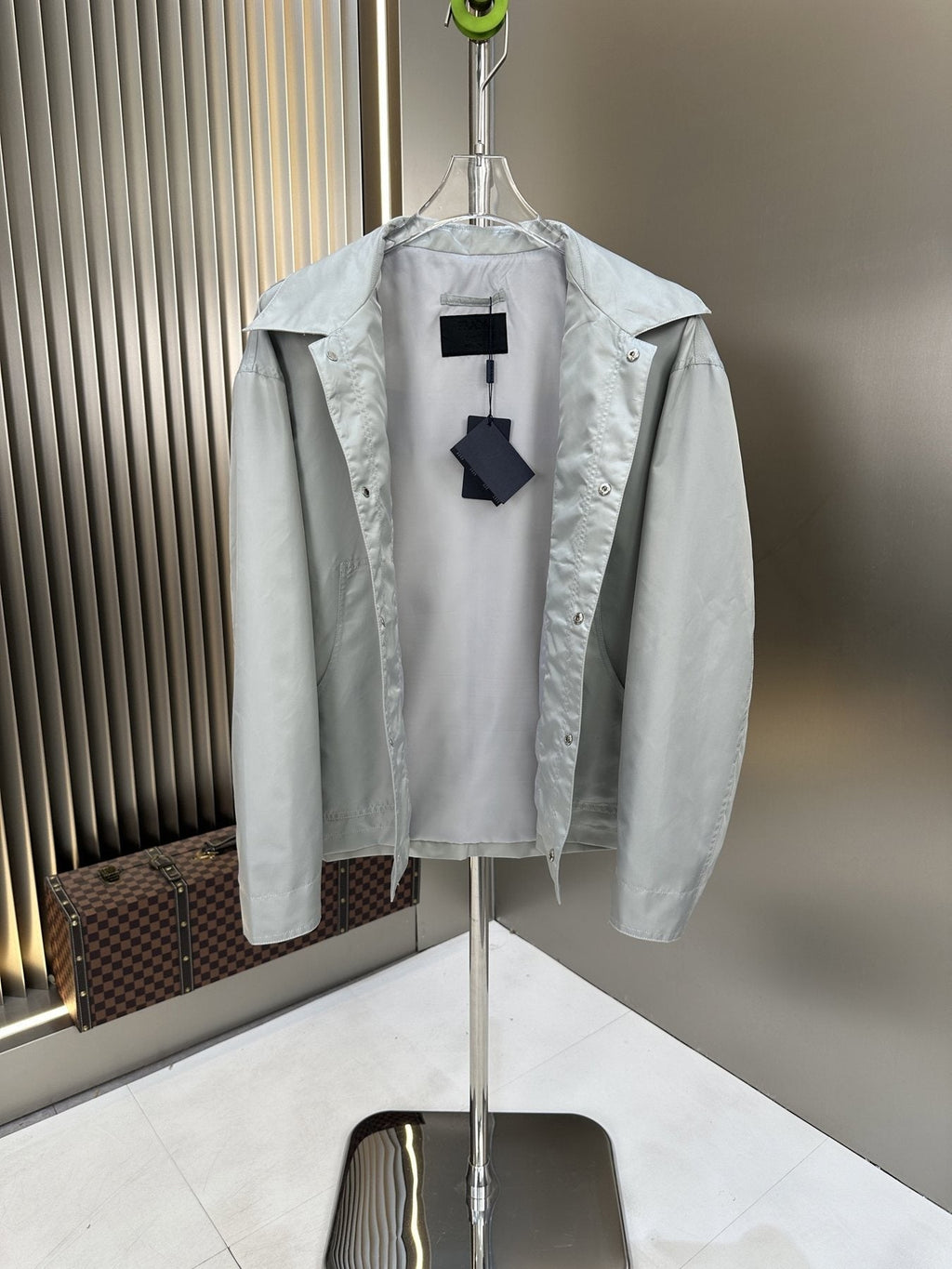 Prada Collared Button-Front Jacket — hang_tag