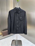 Prada Black Textured Long-Sleeve Button-Up Shirt — hero