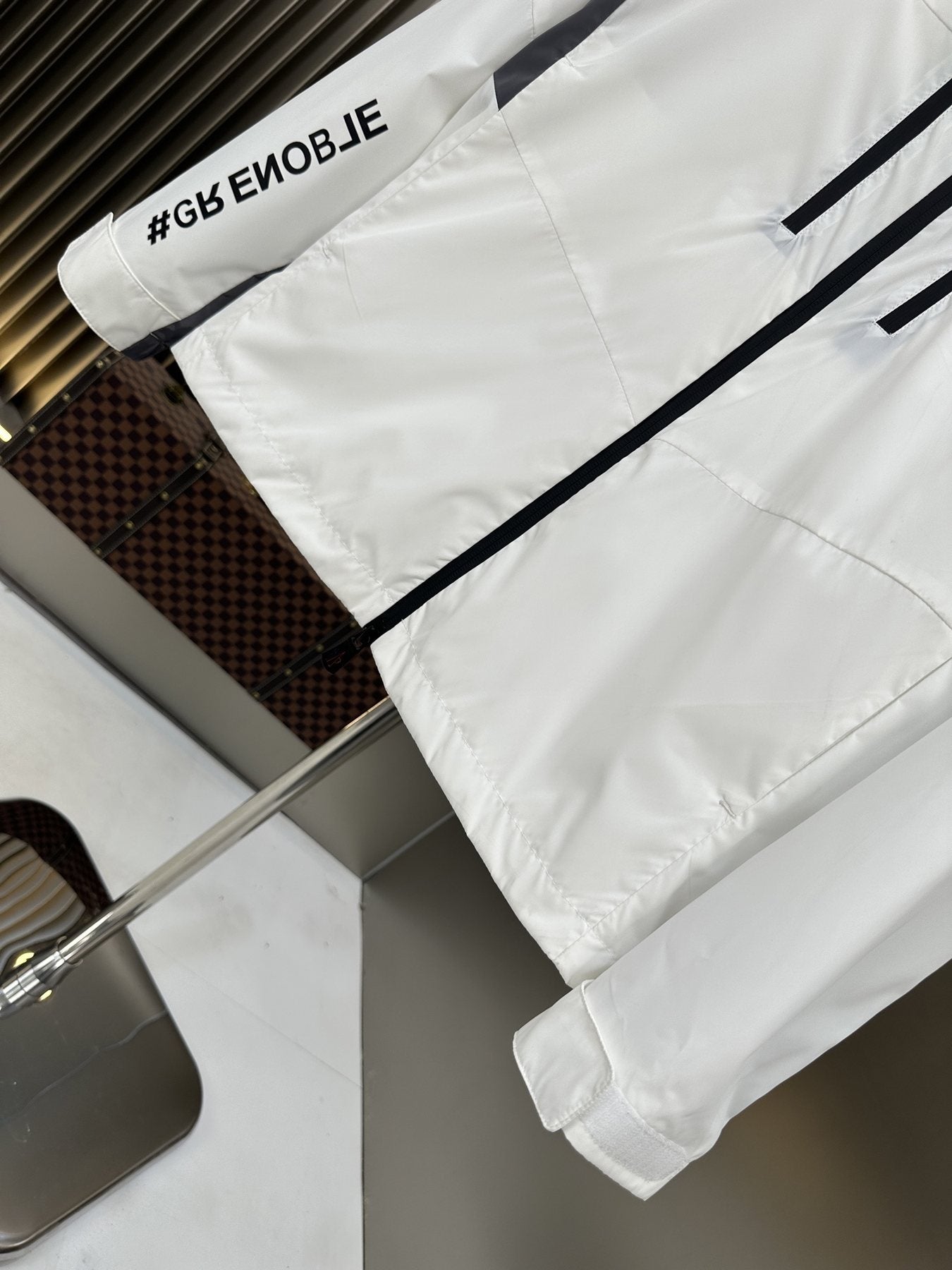Moncler Hooded Contrast Panel Zip Jacket — detail