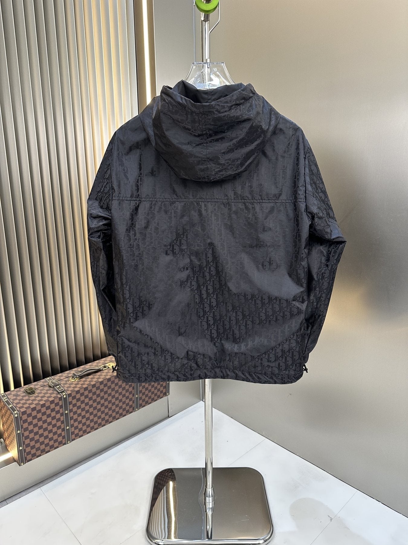 2026 Original Jacket Black Patterned Hooded Zip-Front Jacket — back