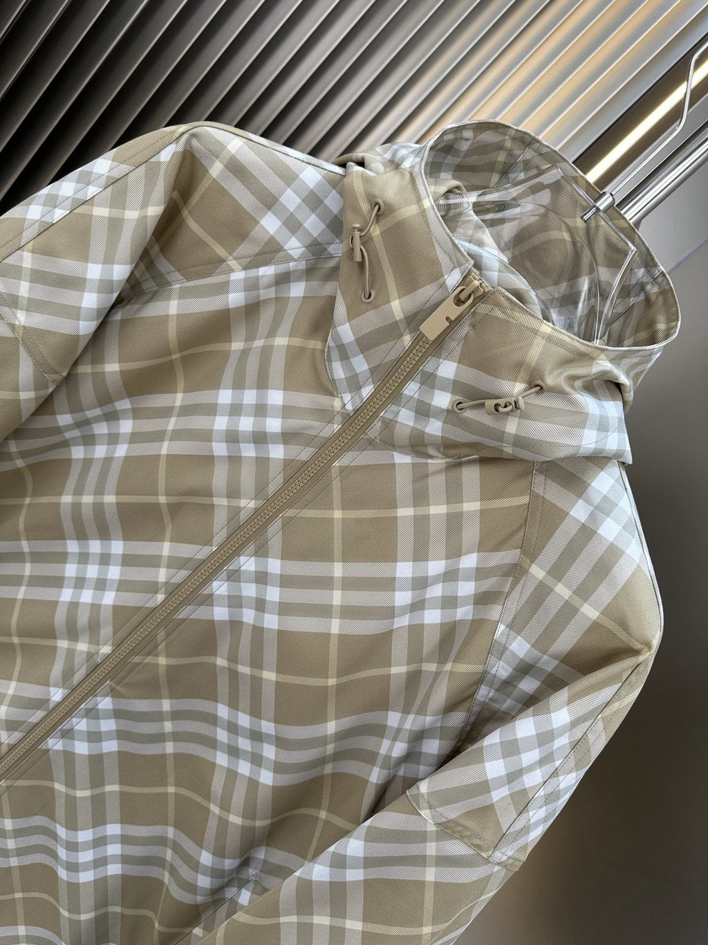 Burberry Beige Check Hooded Zip Jacket — detail