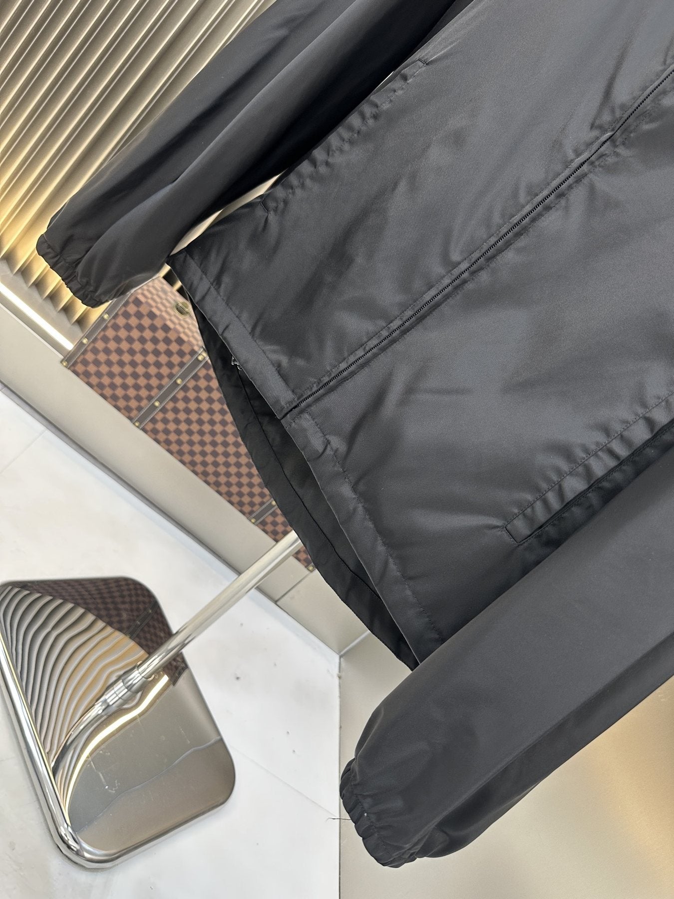 Prada Black Hooded Zip-Front Jacket — detail