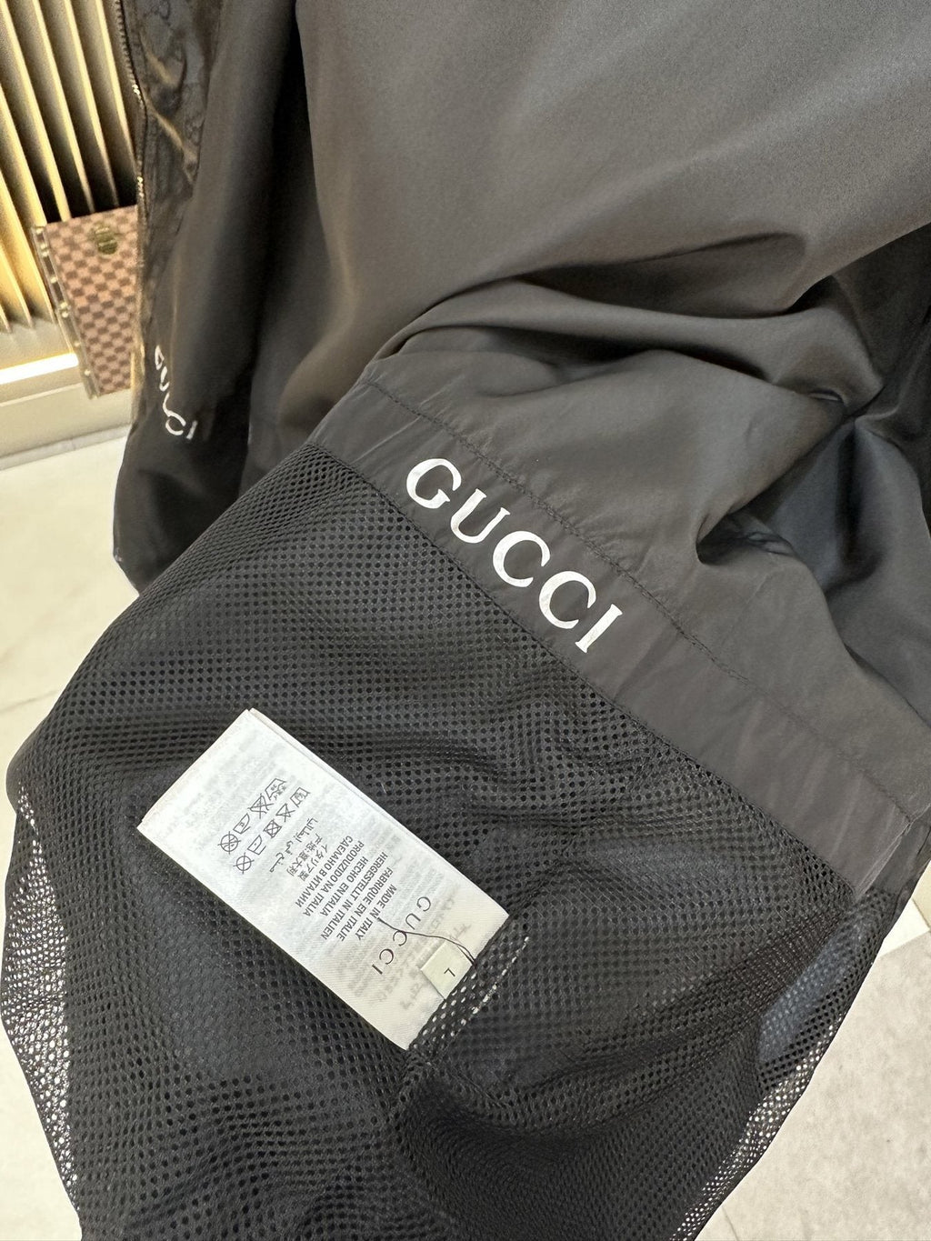 Gucci Tonal Monogram Hooded Zip Jacket — fabric_closeup