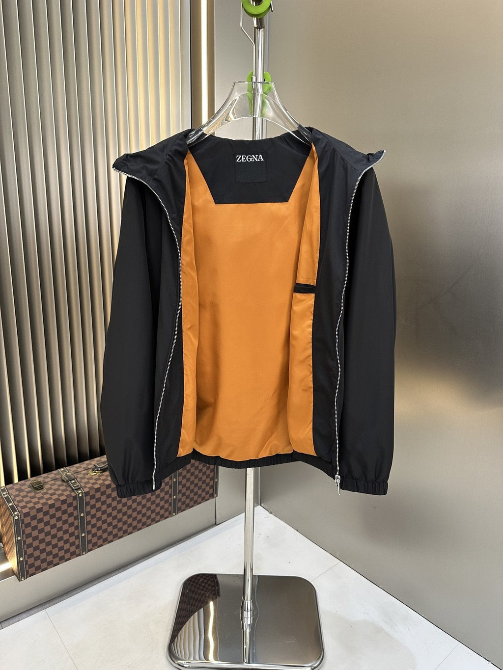 Zegna Hooded Zip-Front Jacket — detail