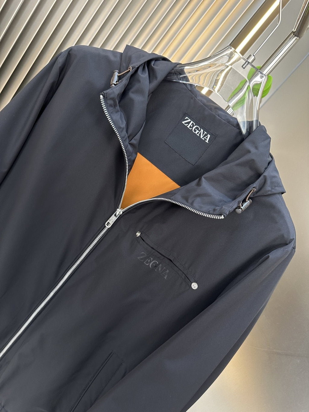 Zegna Hooded Zip-Front Jacket — detail