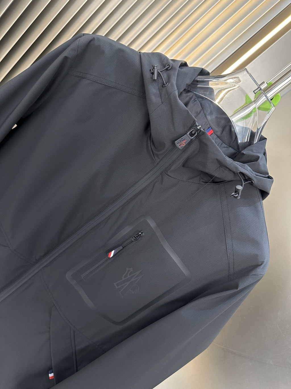 Moncler Hooded Zip-Front Jacket — detail
