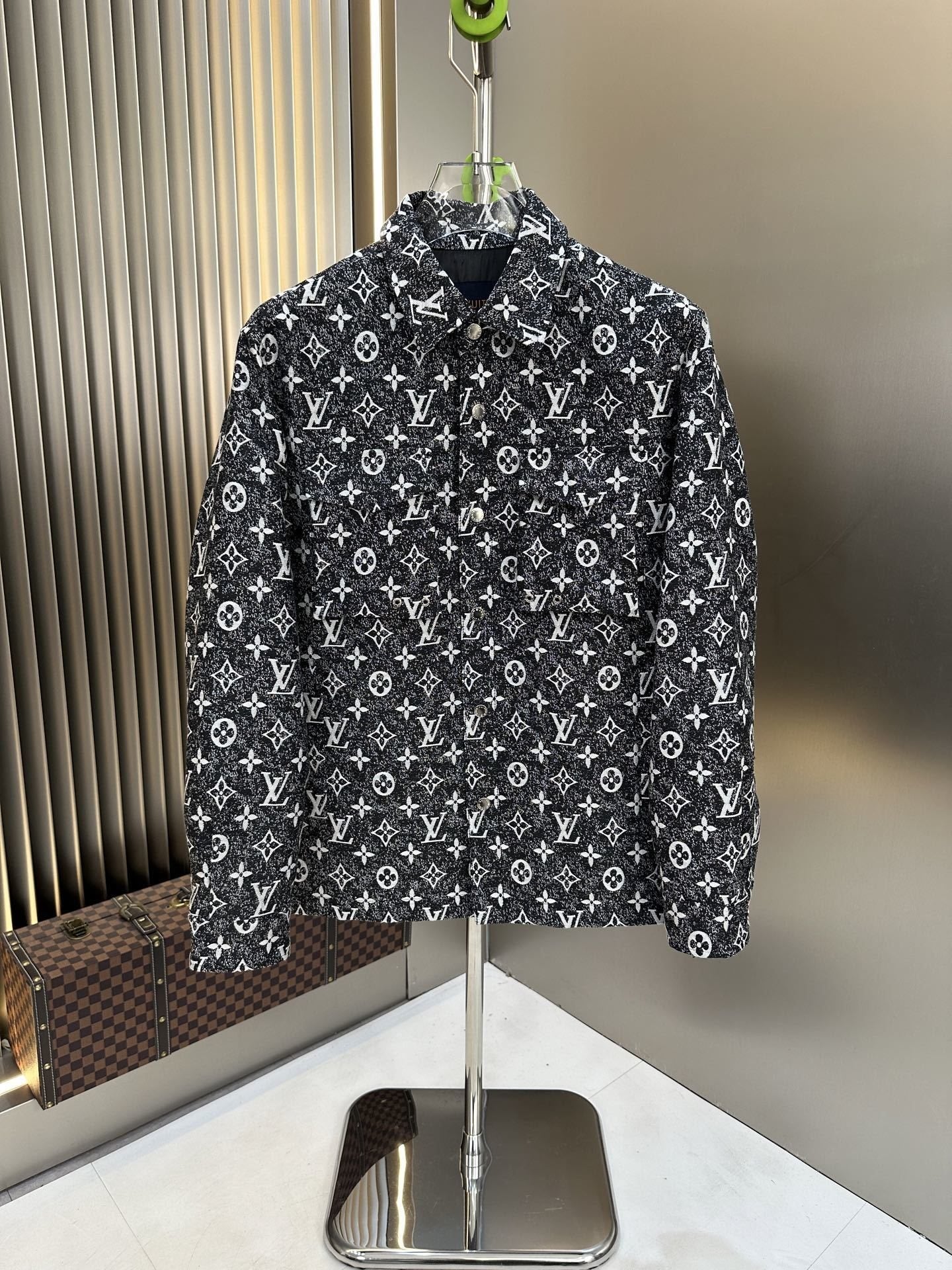 LV All-Over Monogram Button-Front Jacket — hero