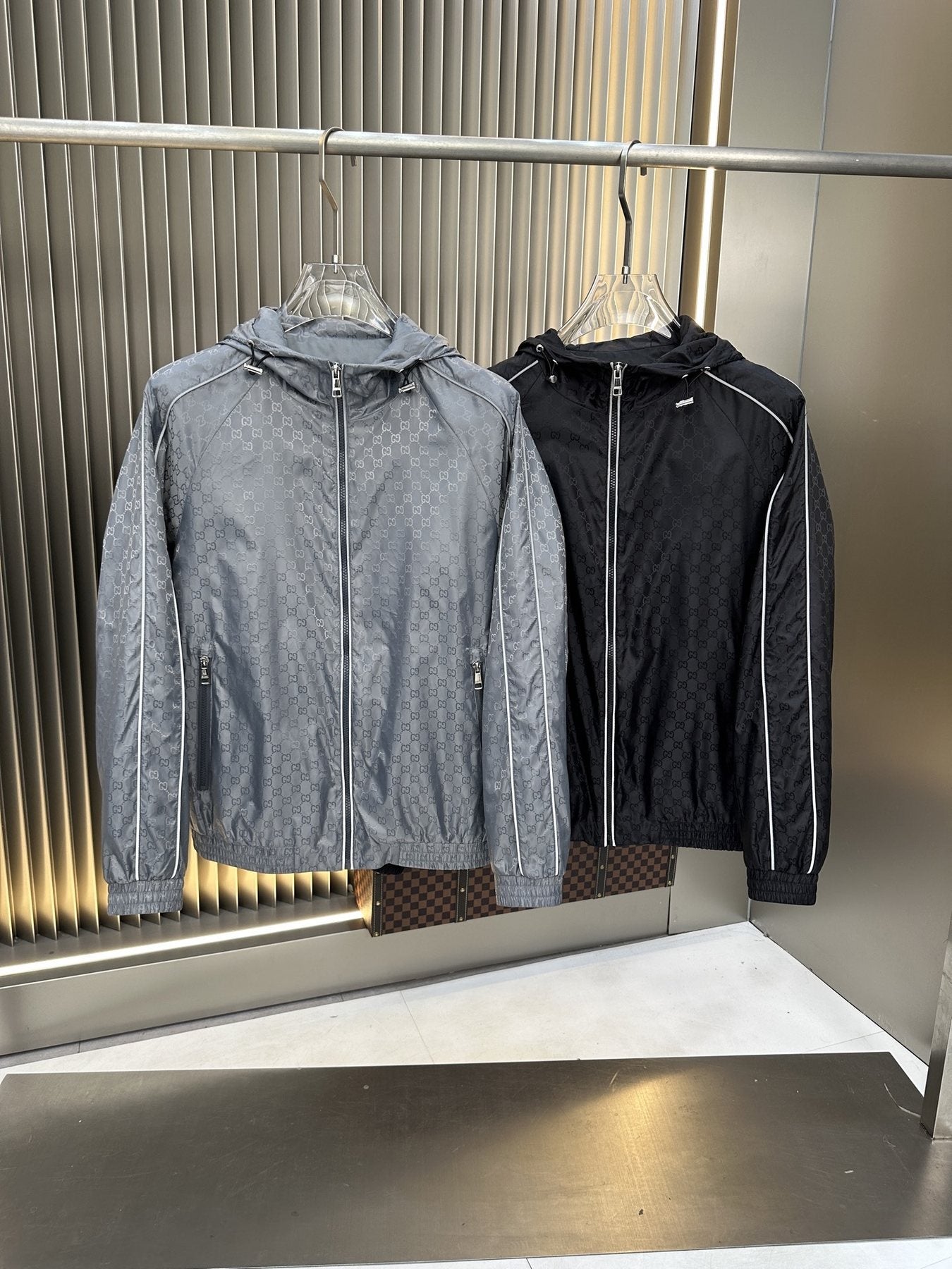 Gucci Monogram Hooded Zip Jacket — comparison