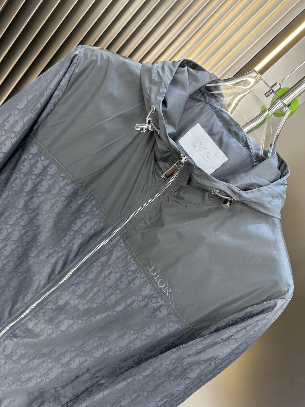 Dior Hooded Two-Tone Windbreaker — hang_tag