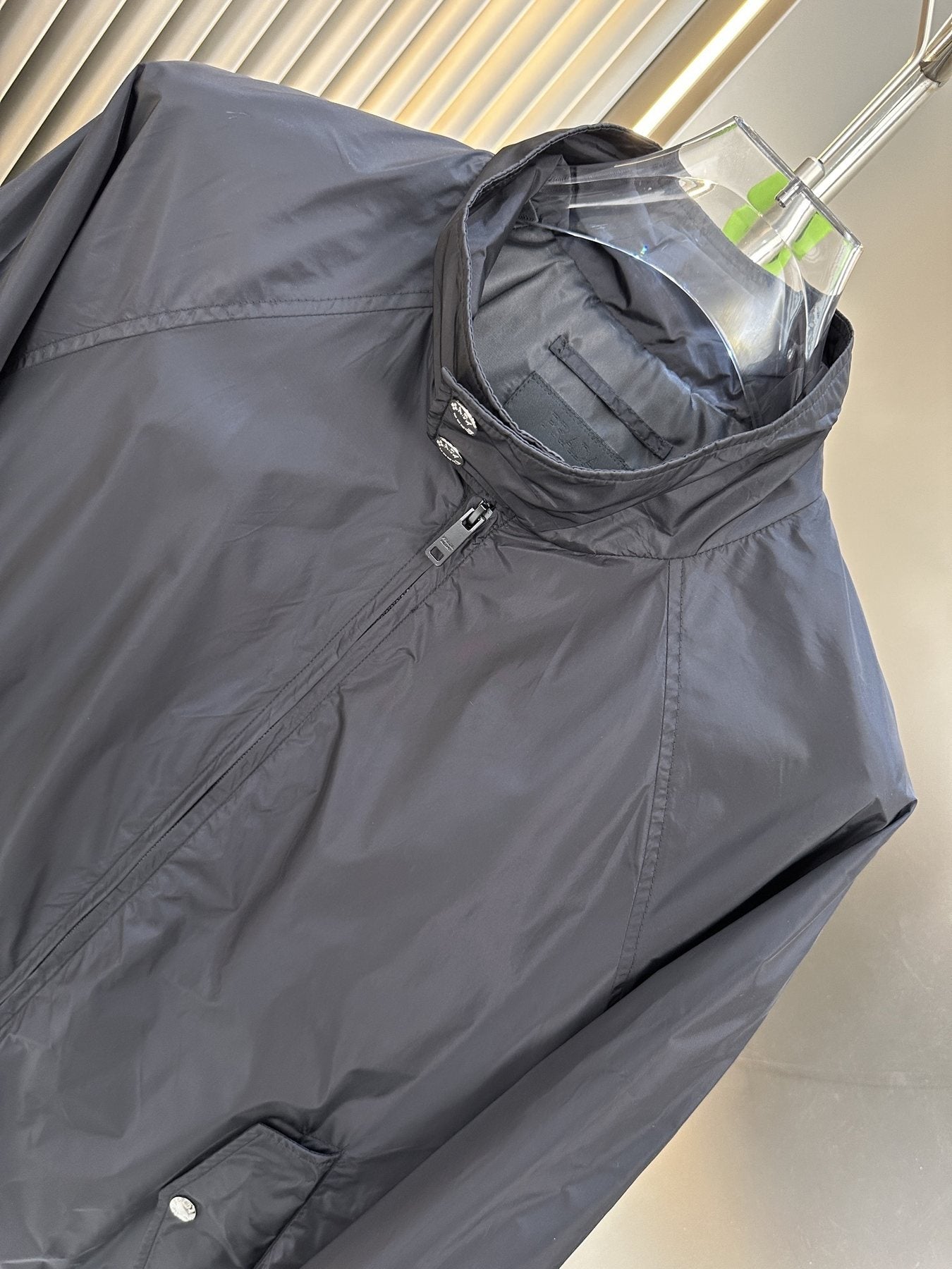 Prada Stand-Collar Zip Jacket — detail