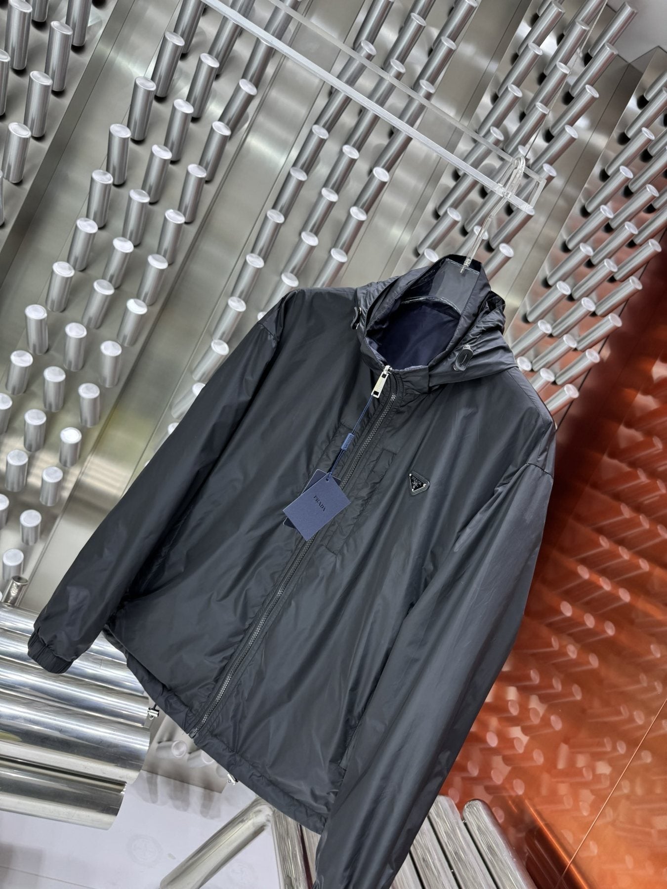 Burberry Triangular-Badge Hooded Windbreaker Jacket — detail