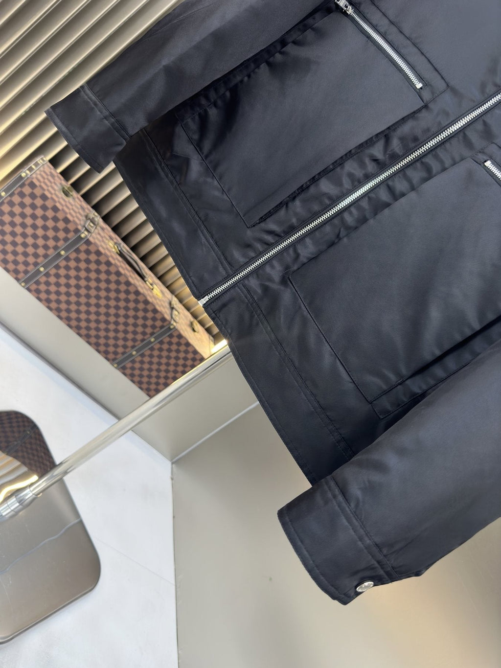 Prada Zip-Front Collared Jacket — detail