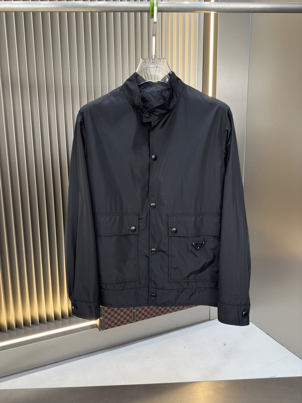 Prada Stand Collar Zip-Front Jacket — front