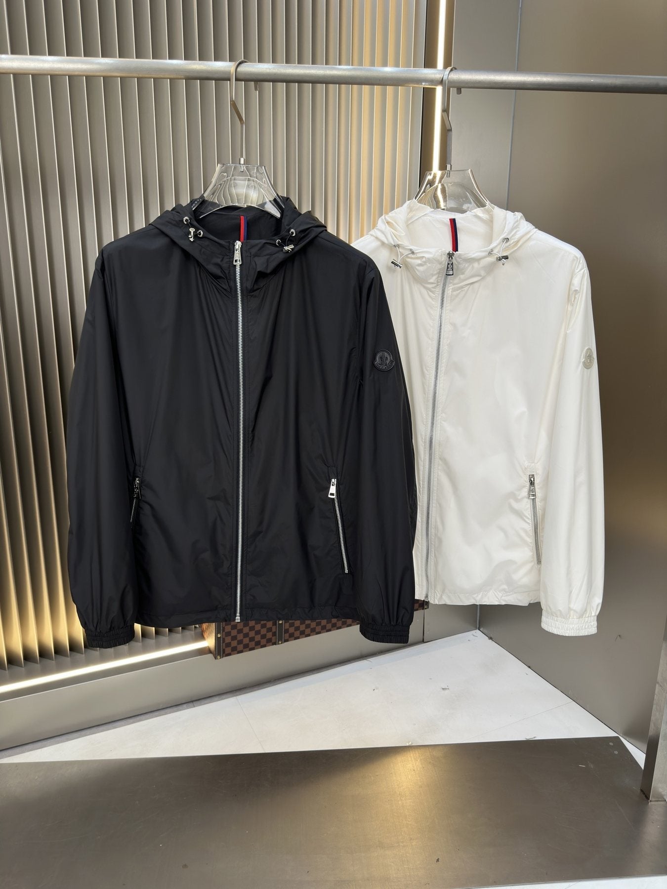 Moncler Hooded Contrast Trim Zip Jacket — comparison
