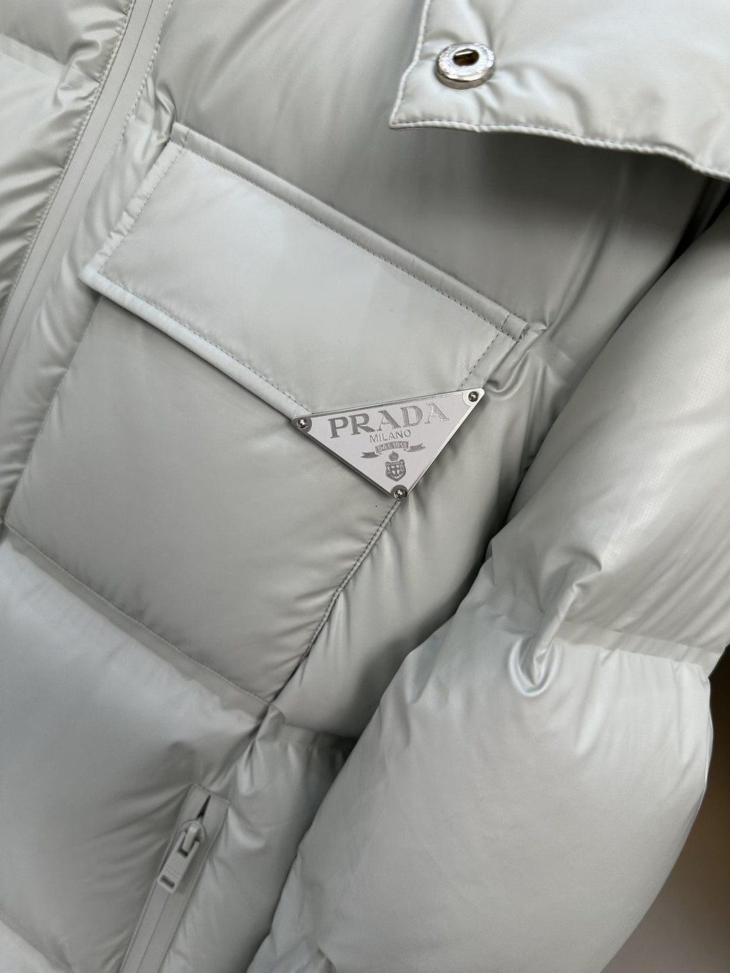 Prada Hooded Quilted Puffer Jacket — detail