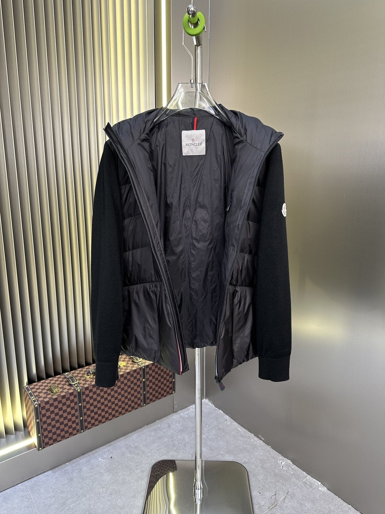 Moncler Black Quilted Hybrid Jacket — front