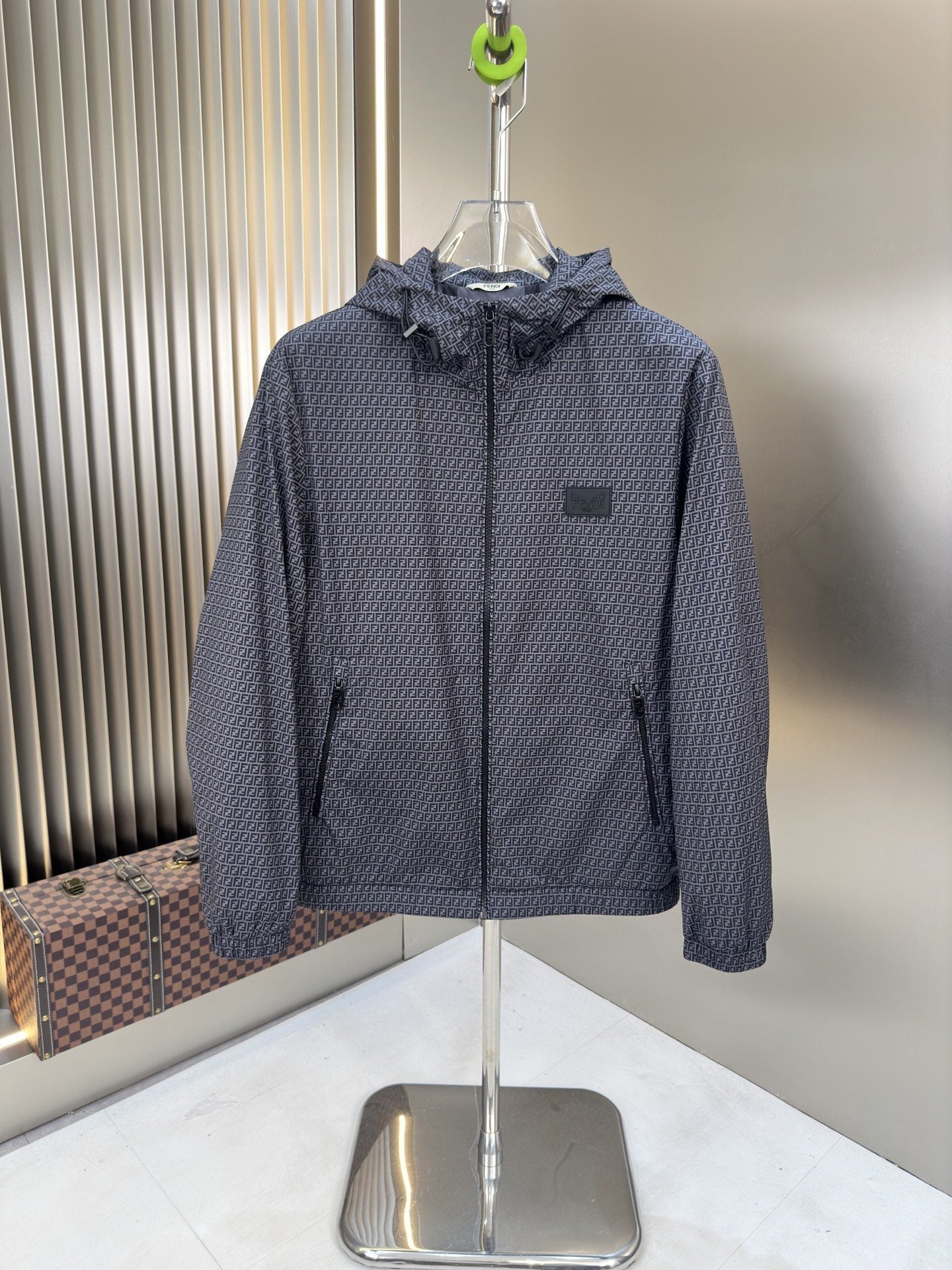 Fendi Micro-Pattern Hooded Zip Jacket — hero
