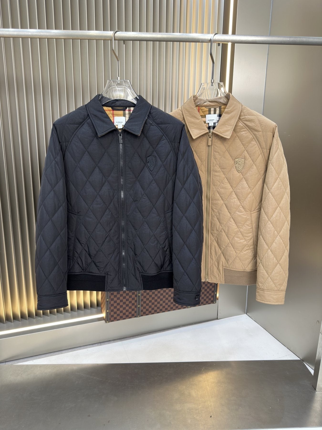 Burberry Diamond-Quilted Check-Lined Jacket — comparison