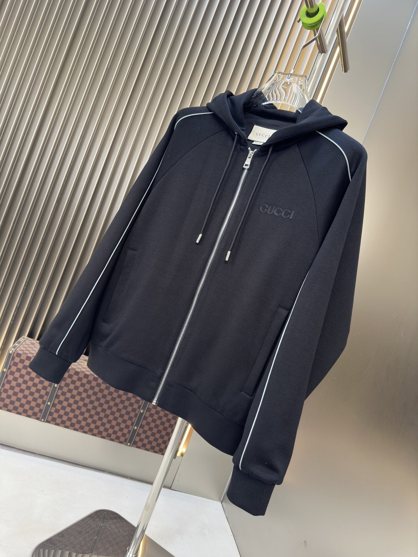 Gucci Hooded Contrast-Piping Jacket — front