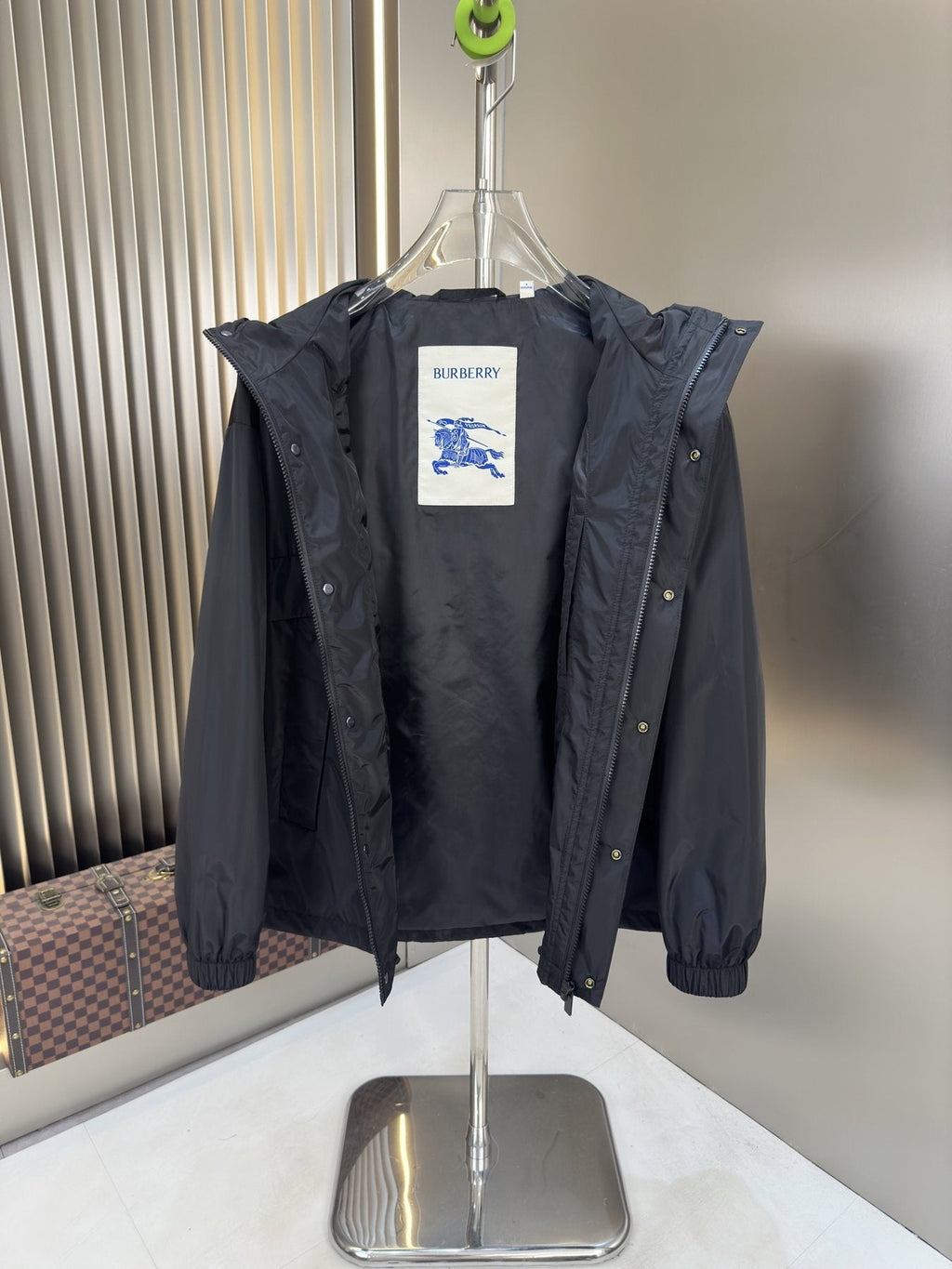 Burberry Black Hooded Zip-Front Jacket — detail