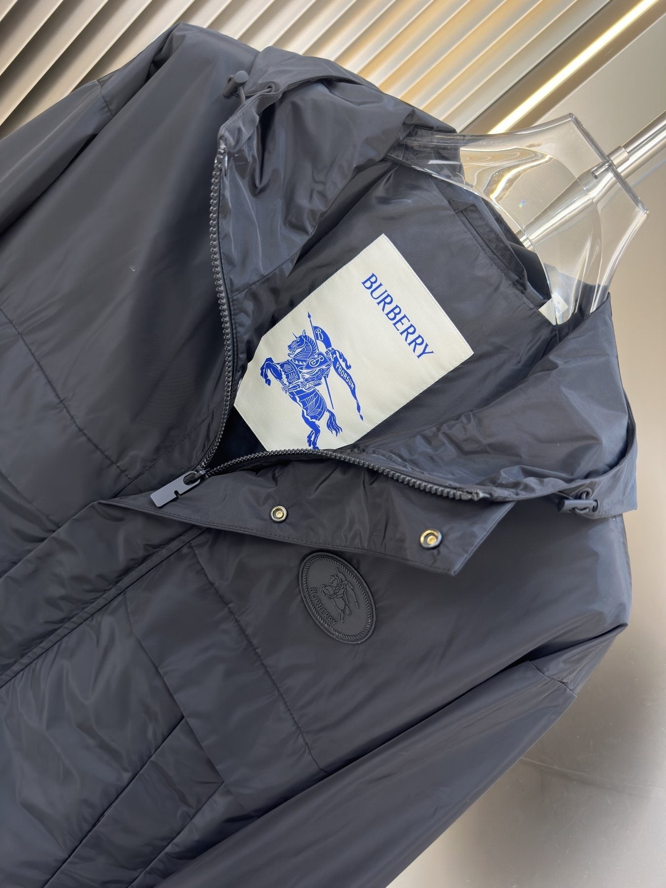Burberry Black Hooded Zip-Front Jacket — neck_label