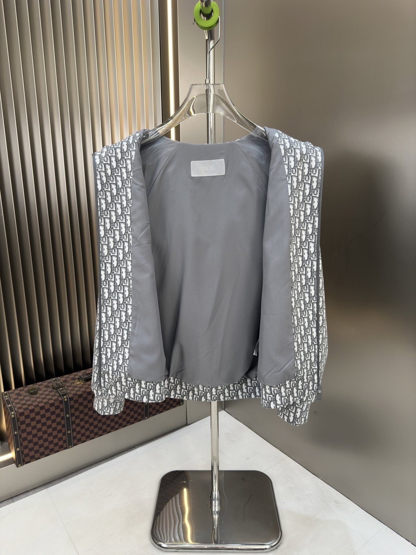 2026 Original Jacket Grey Monogram Hooded Zip Jacket — detail