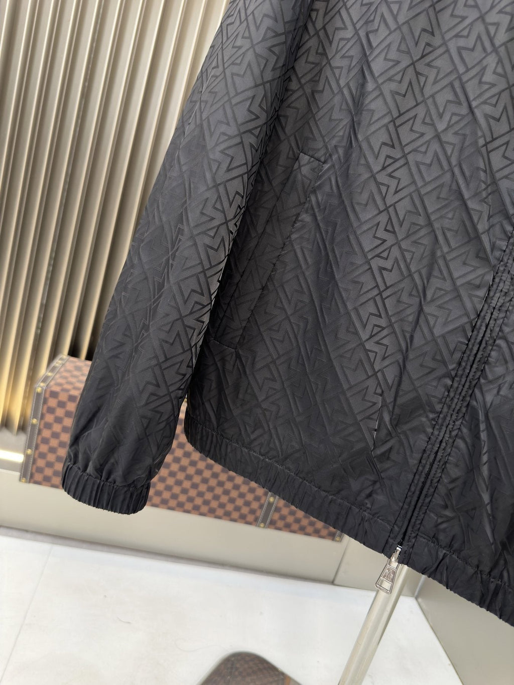 Moncler Reversible Geometric-Quilt Zip Jacket — detail
