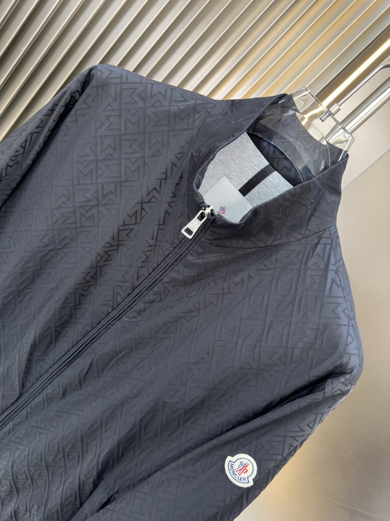 Moncler Reversible Geometric-Quilt Zip Jacket — detail