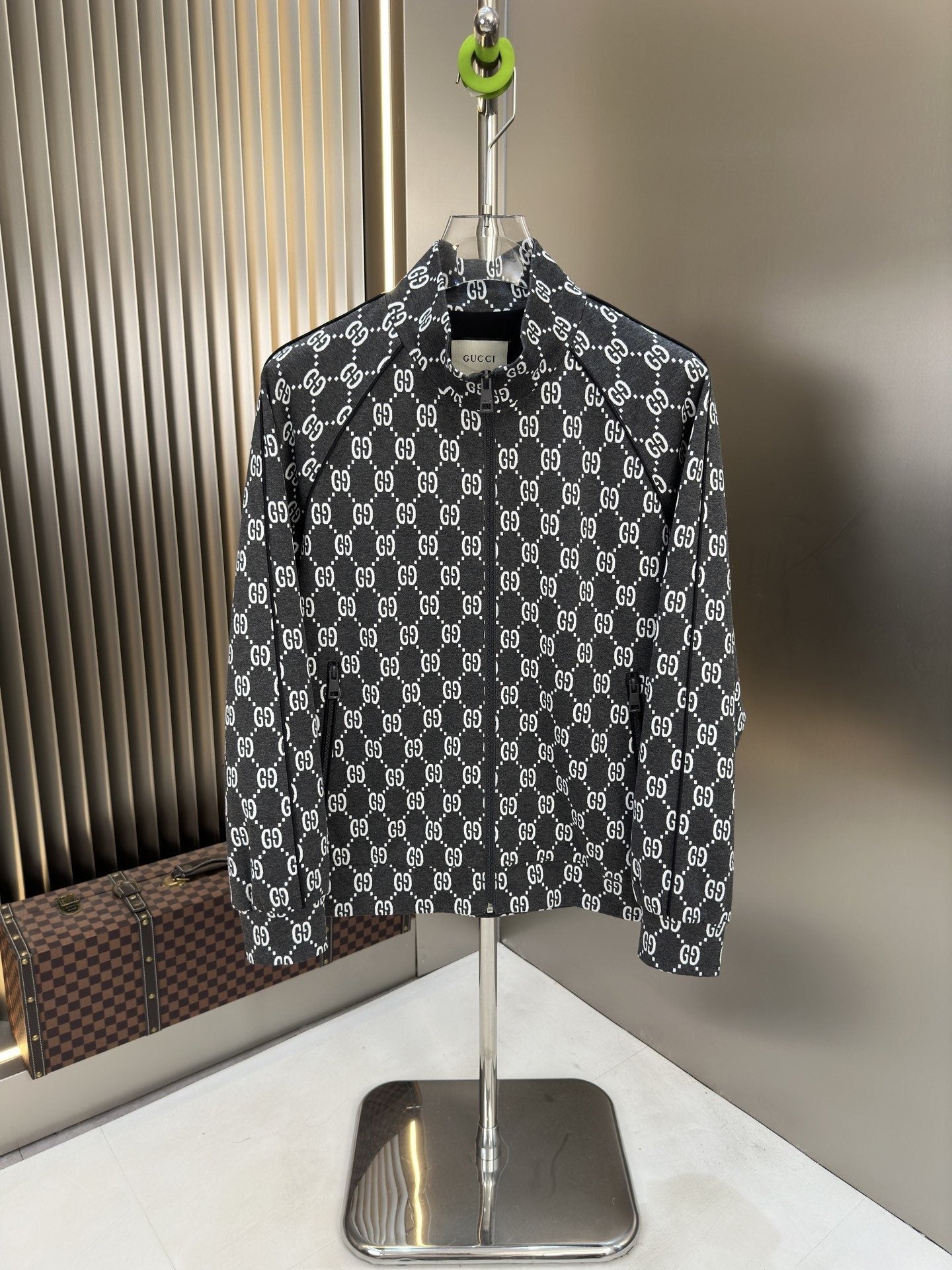 Gucci Black Monogram Zip-Front Jacket — hero
