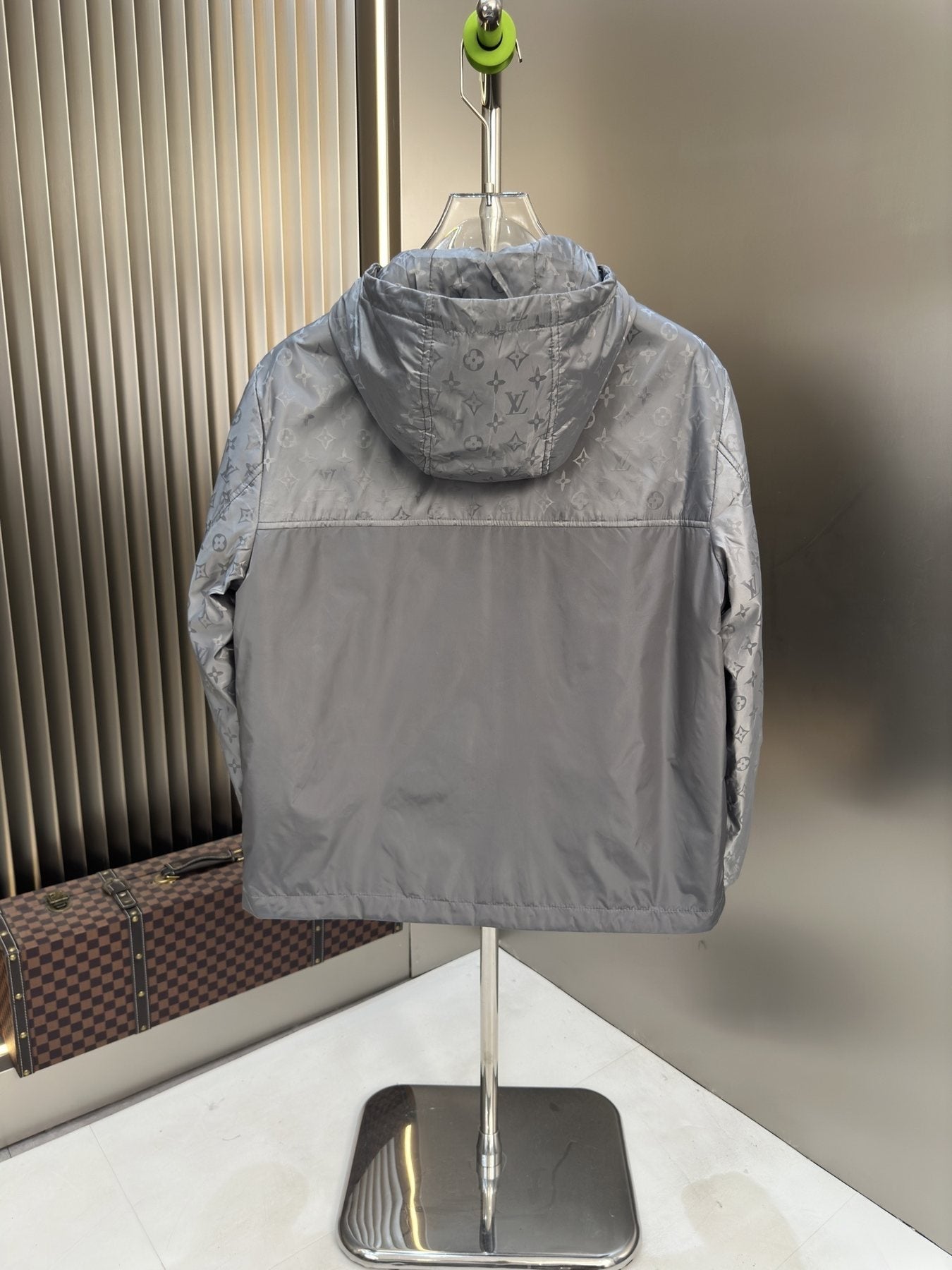 LV Hooded Patterned Panel Jacket — back