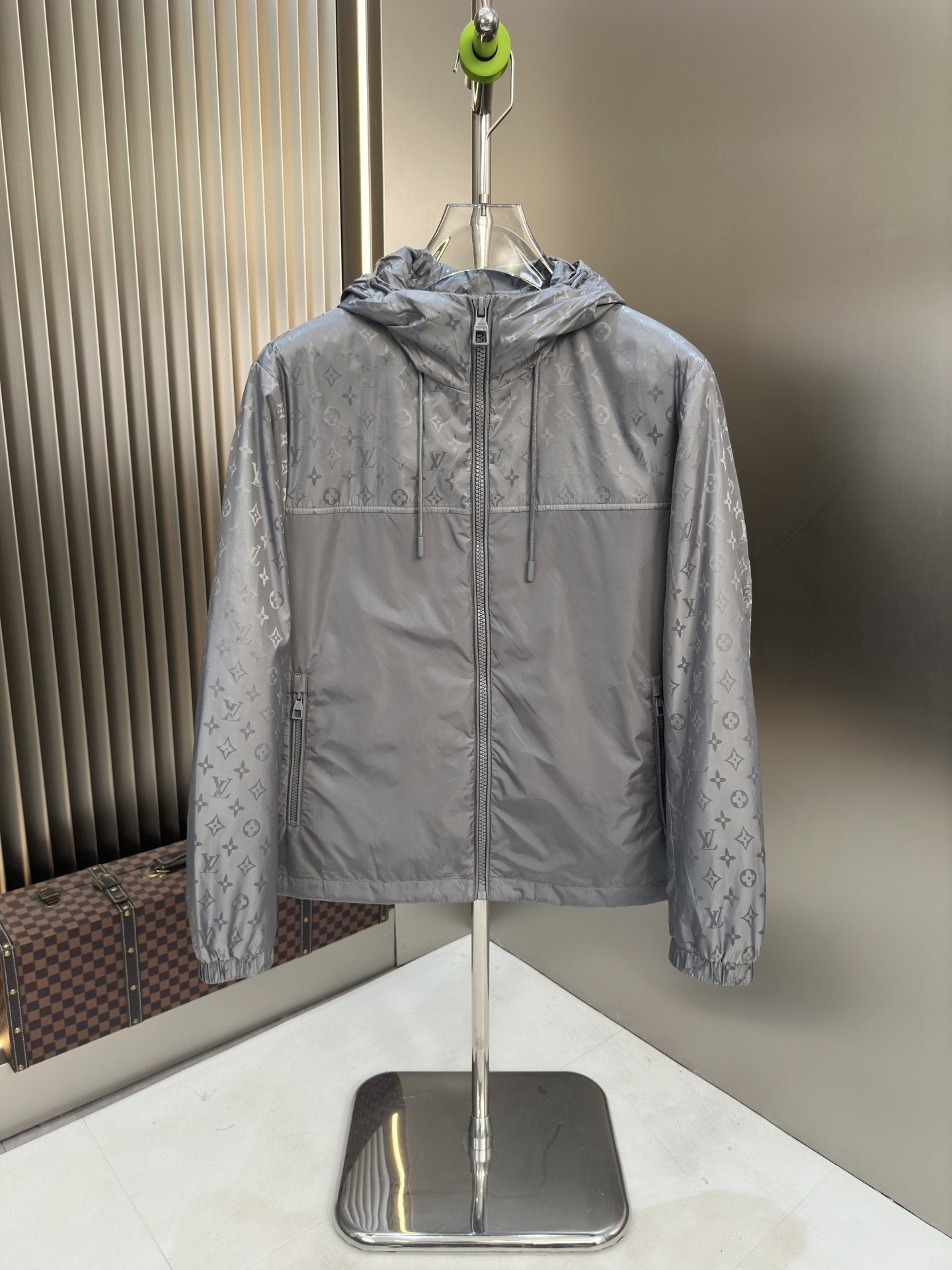 LV Hooded Patterned Panel Jacket — hero