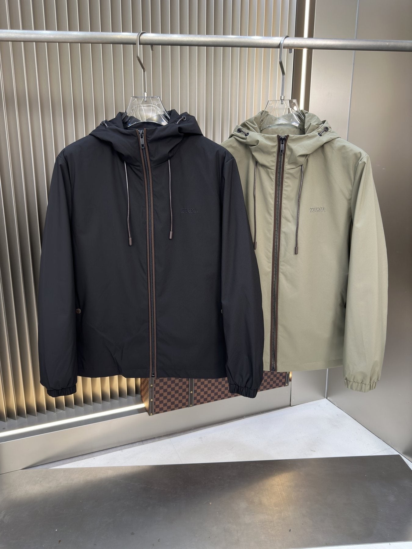 Zegna Hooded Asymmetric-Zip Jacket — comparison